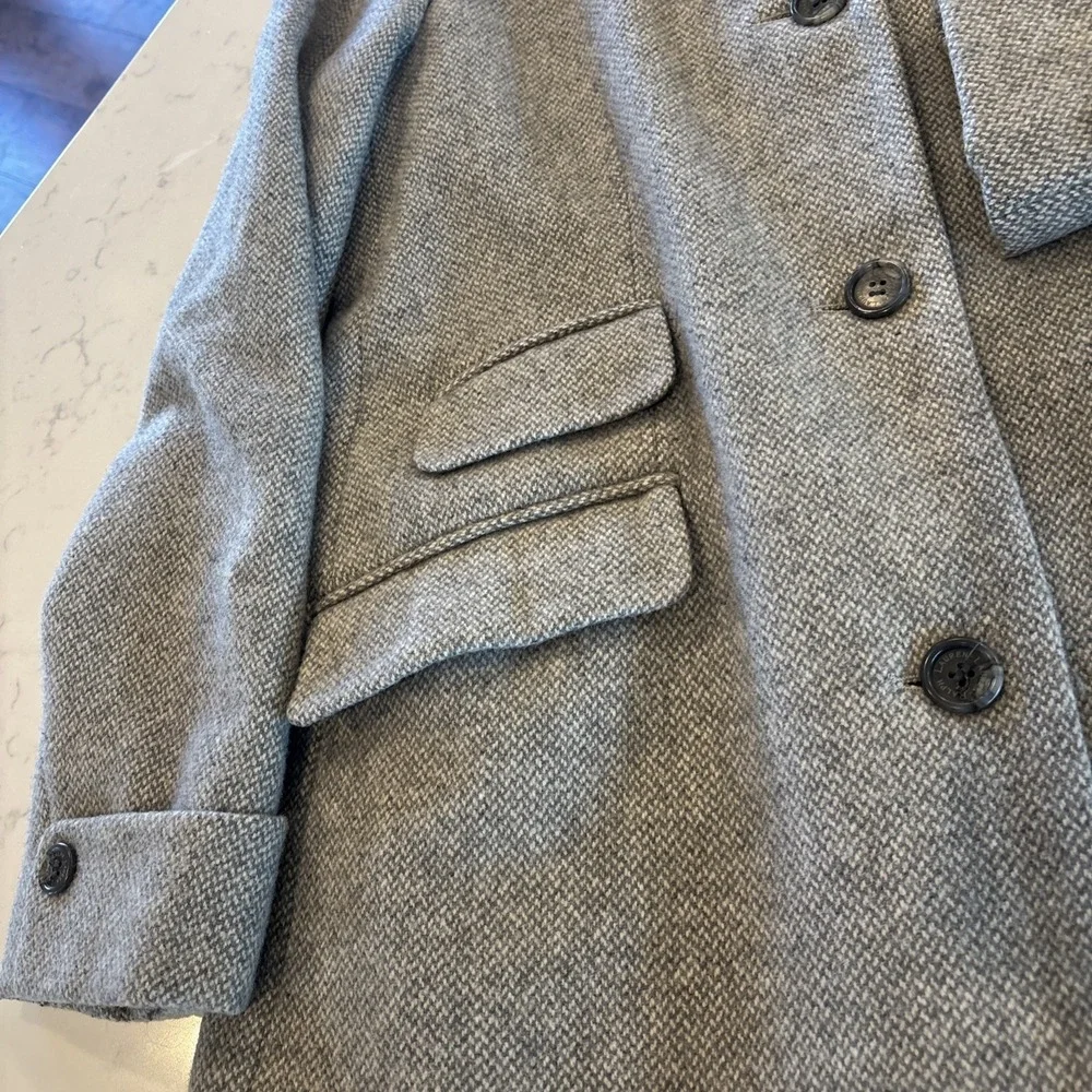 Lauren Ralph Lauren Wool Blend 3-Button Coat Gray Chevron-like Pattern Womens 12 - Picture 4 of 12